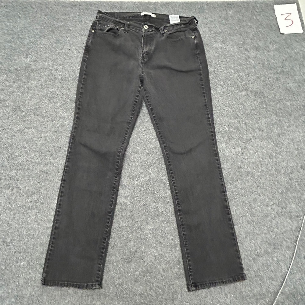 Levis Jeans Womens Size 14 M Black Straight Leg Stretch Faded Casual Denim
